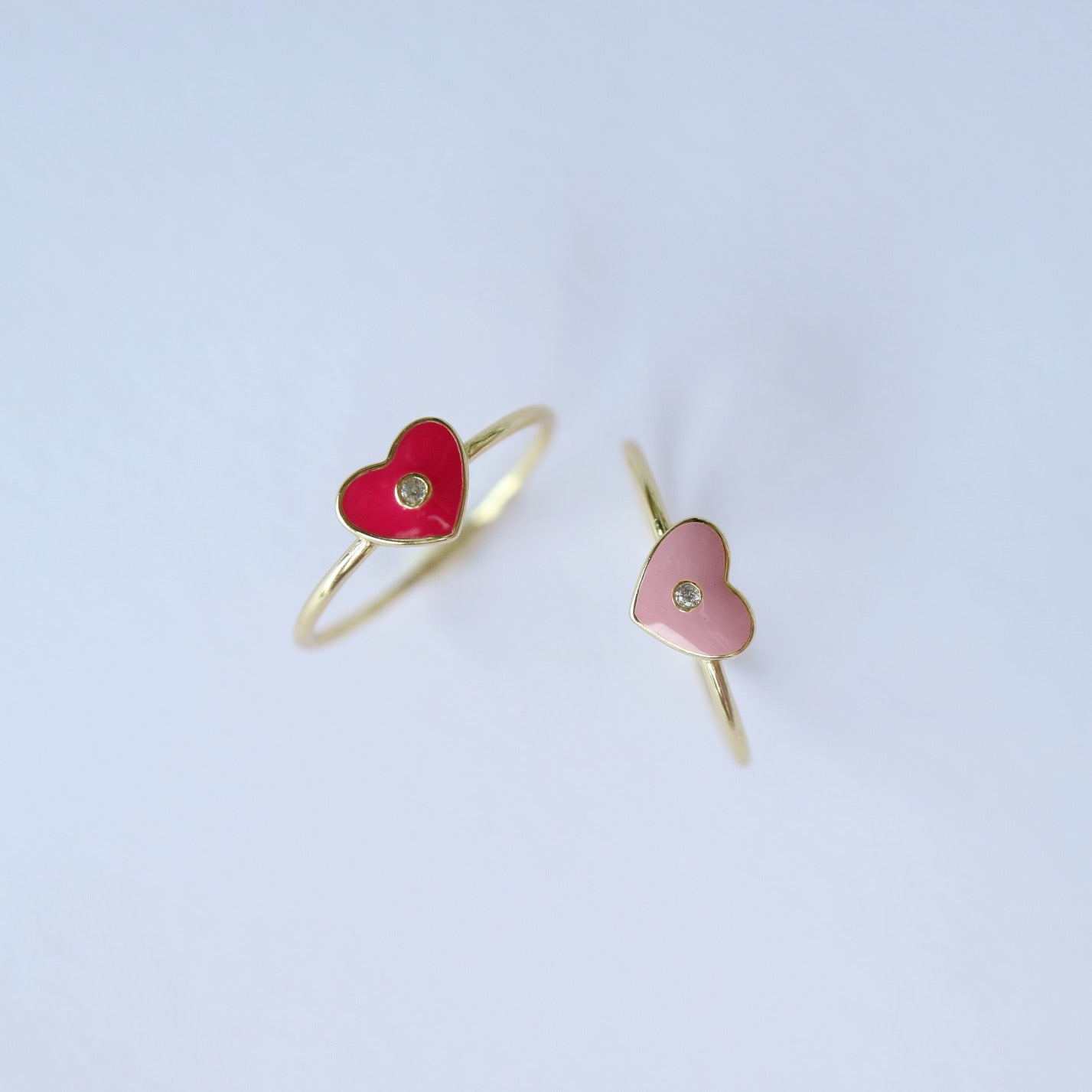 Heart Ring with pink enamel