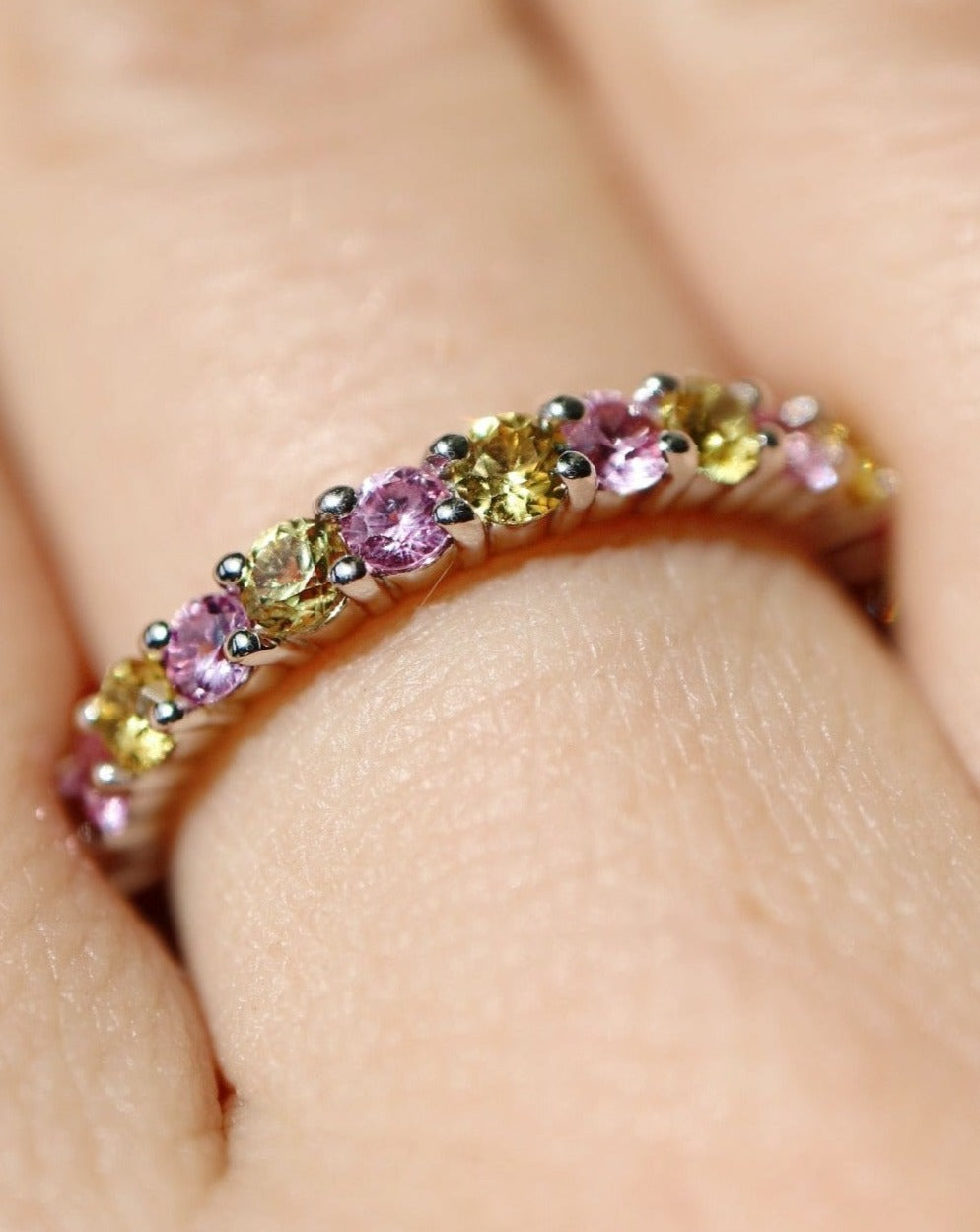 9ct white gold and sapphire half eternity ring
