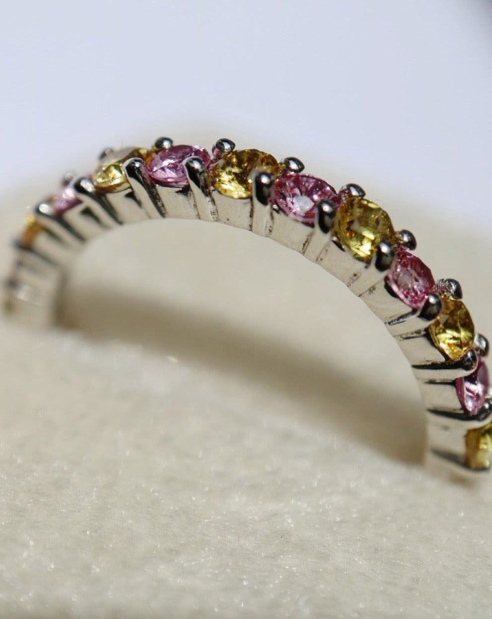 9ct white gold and sapphire half eternity ring