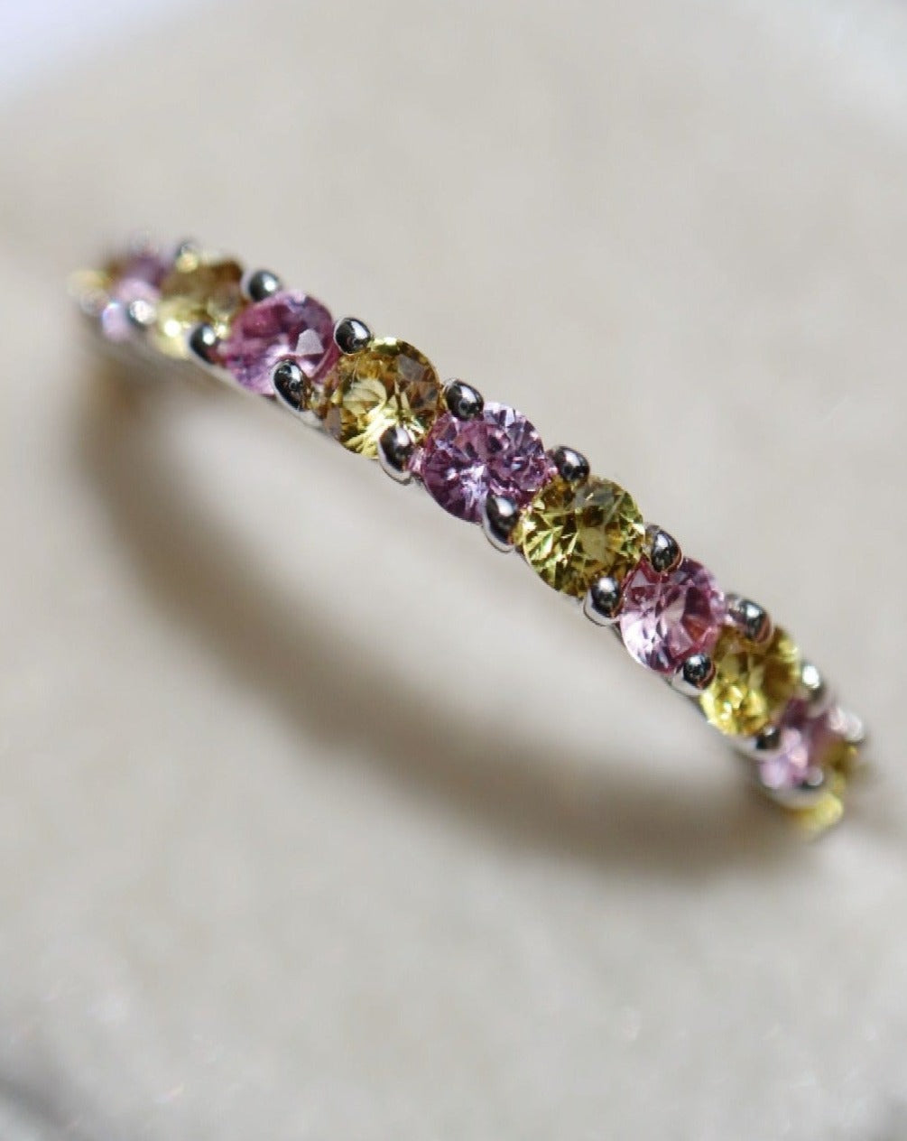 9ct white gold and sapphire half eternity ring