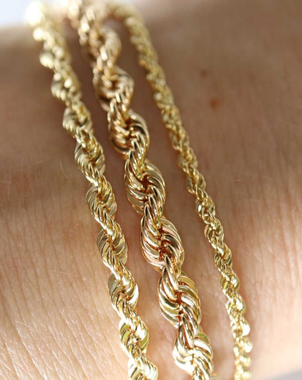 9ct gold rope bracelets from That's My Story Jewellery
