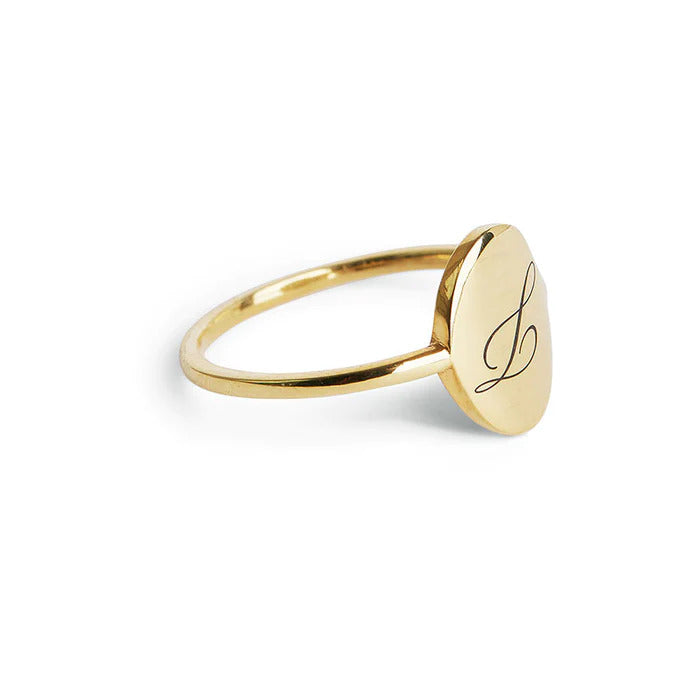 Gold Initial Signet Pinkie Ring from Meraki Jewellery