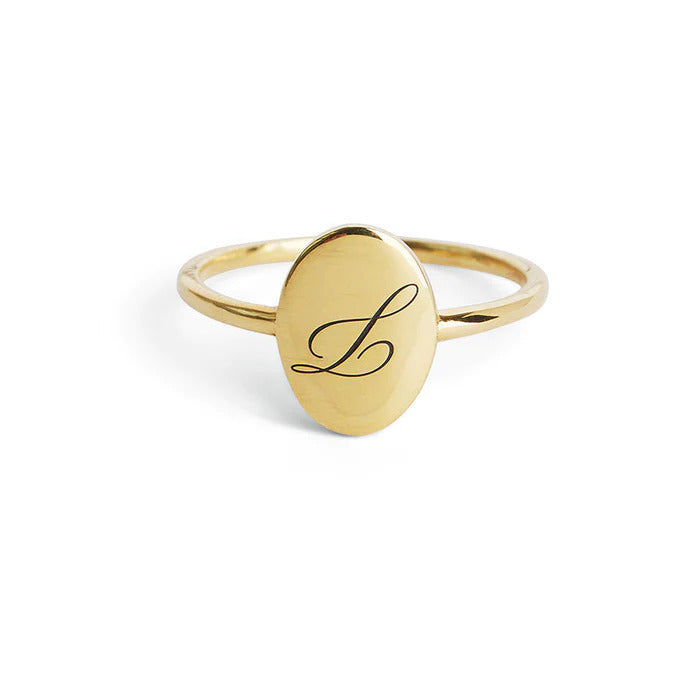 Gold Initial Signet Pinkie Ring from Meraki Jewellery