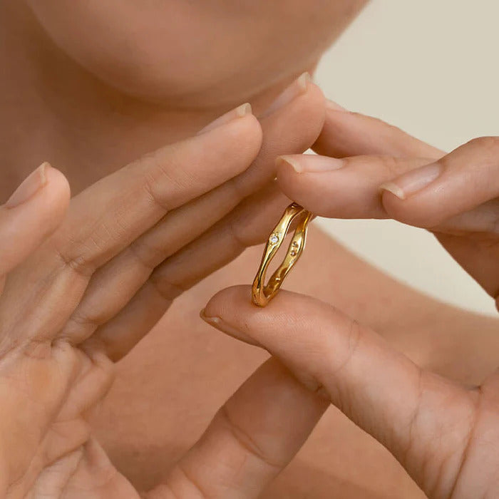 9kt gold Celestial Wobble Band by Meraki Jewellery