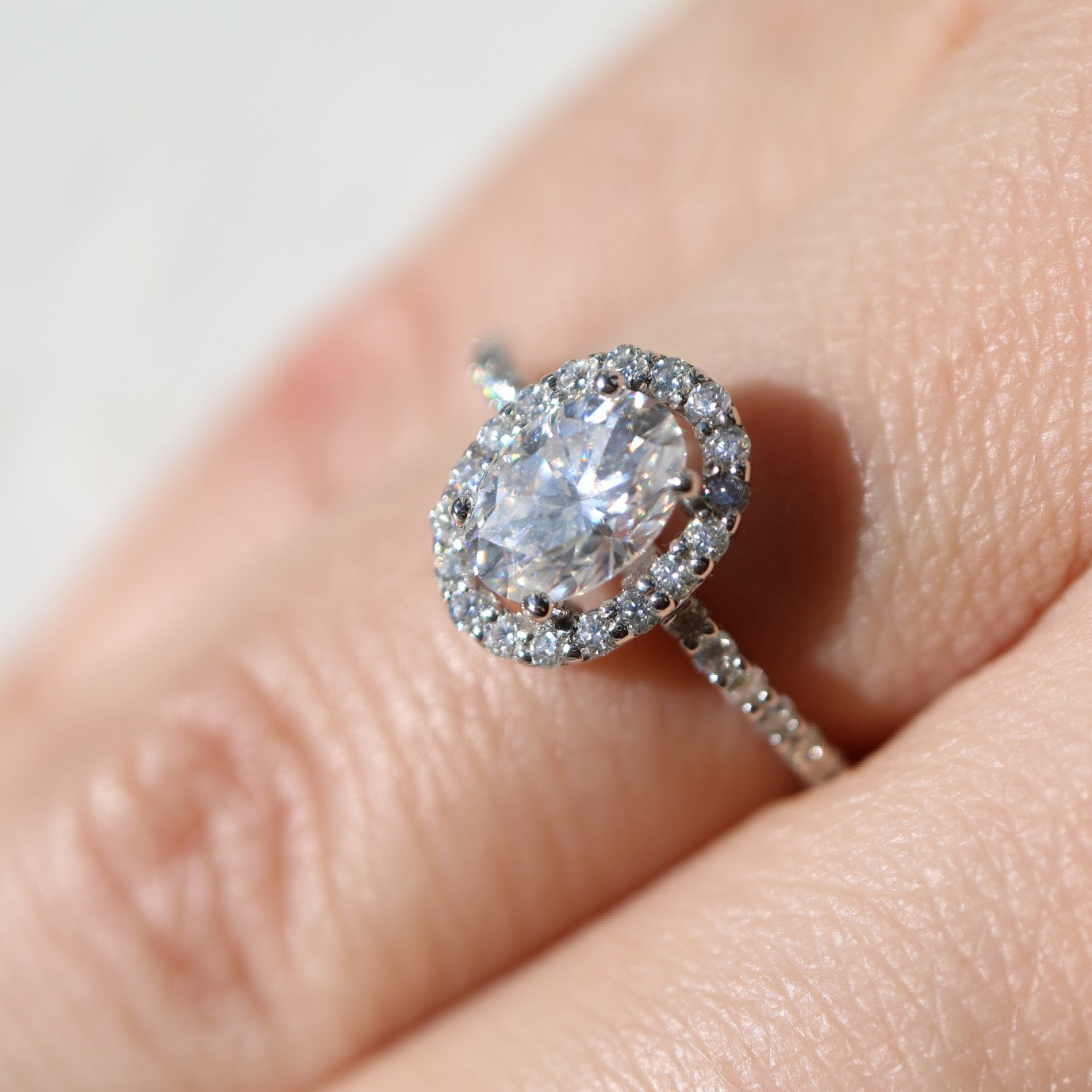 9kt white gold moissanite engagement ring