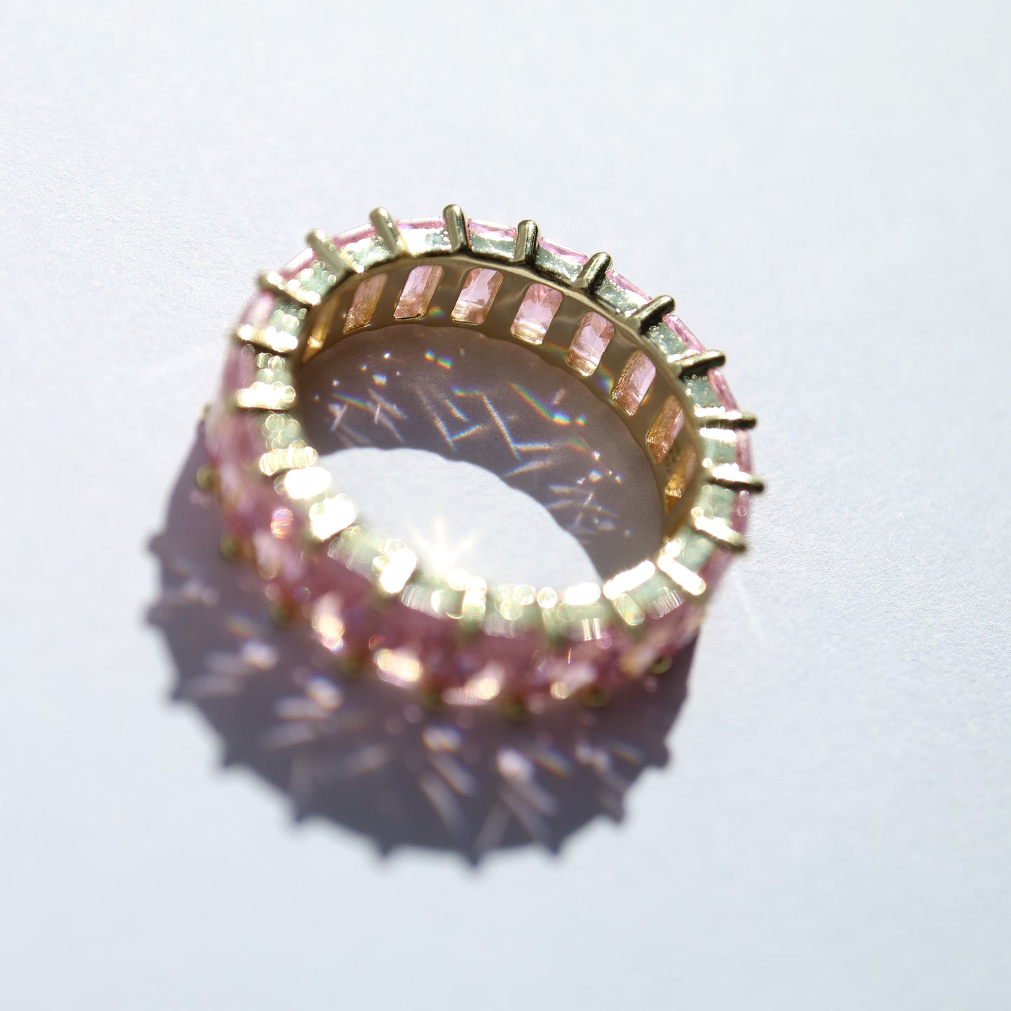 Peachy Baguette ring in pink