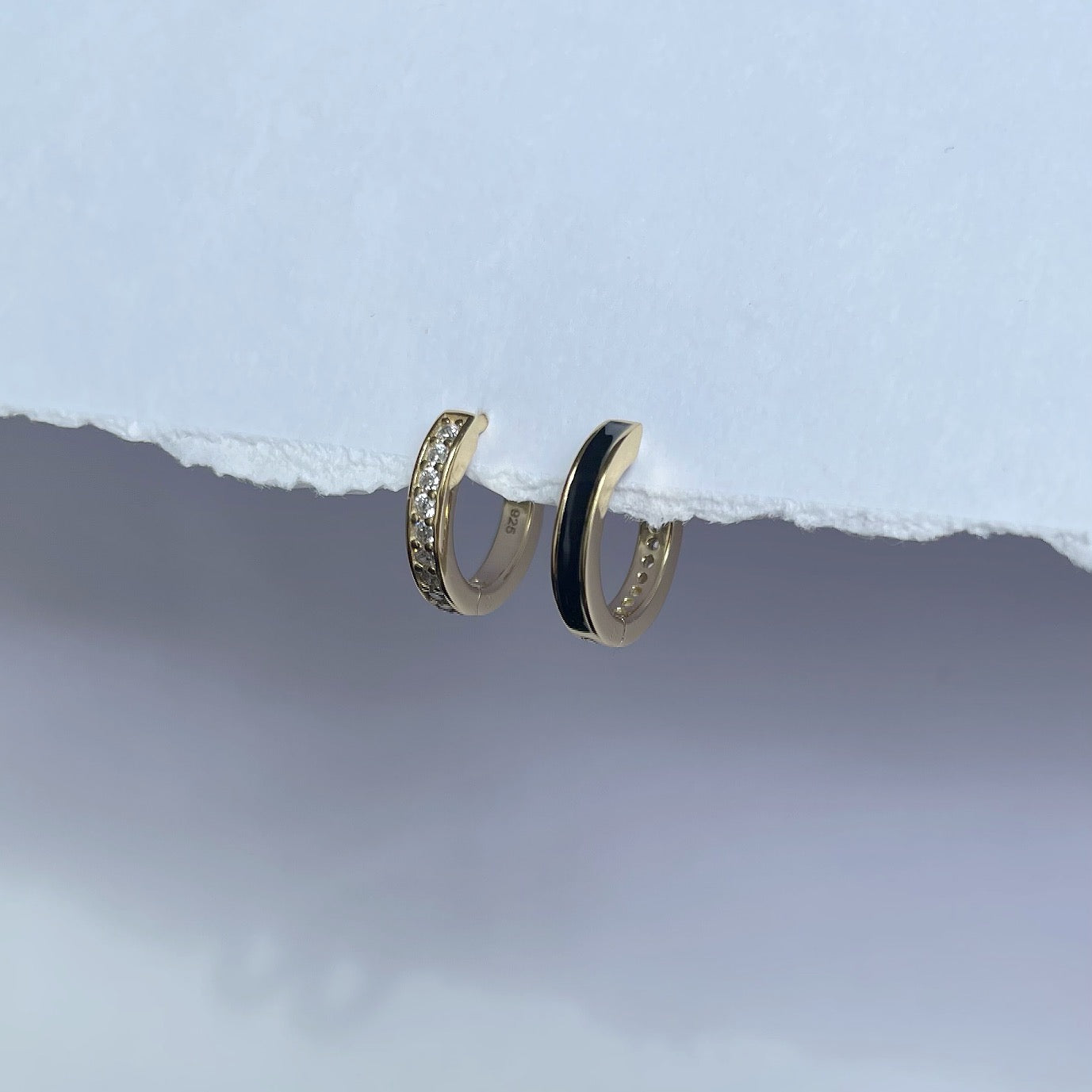 Gold and diamond huggie earrings