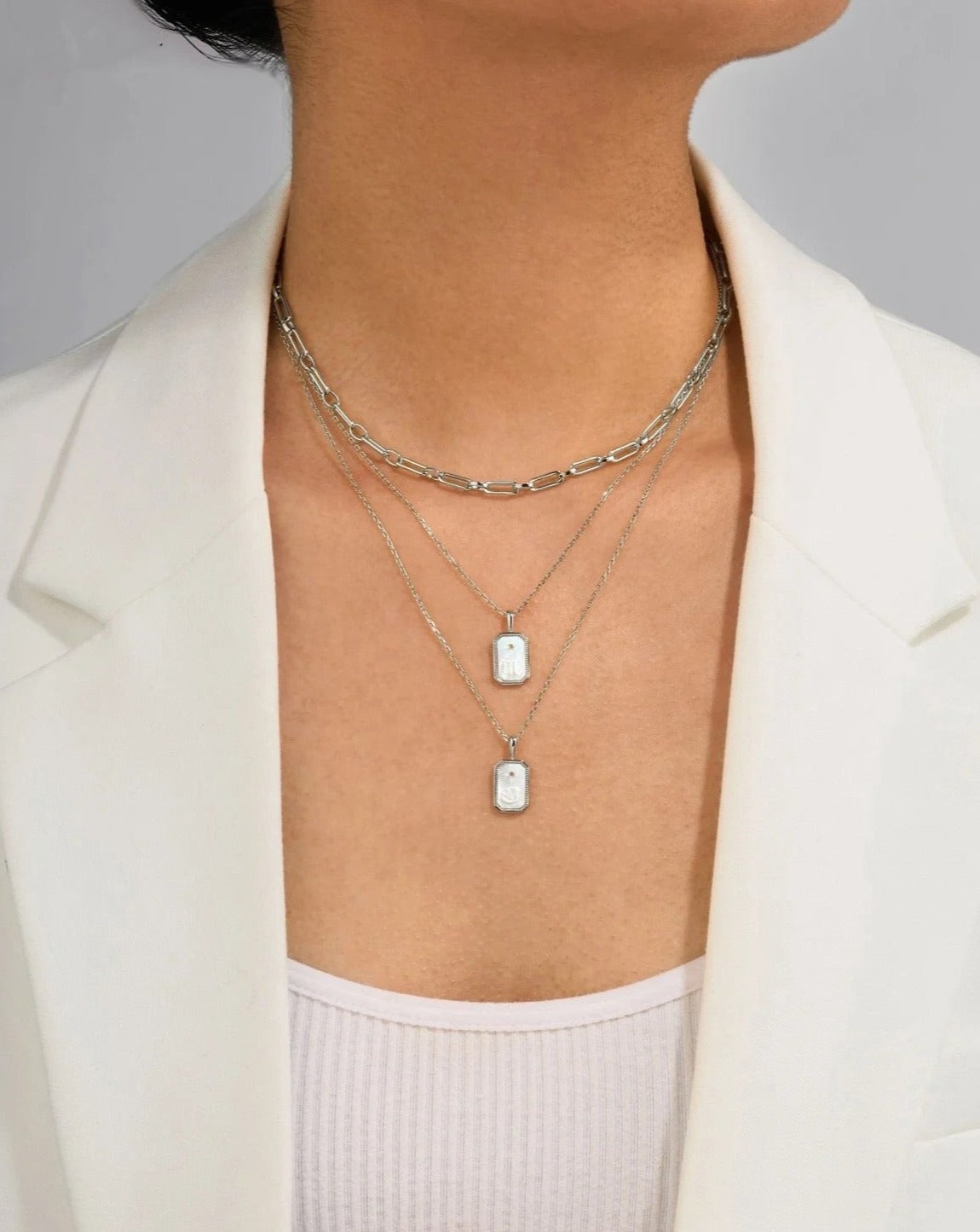 Star Sign Pendant in silver with Mother of Pearl