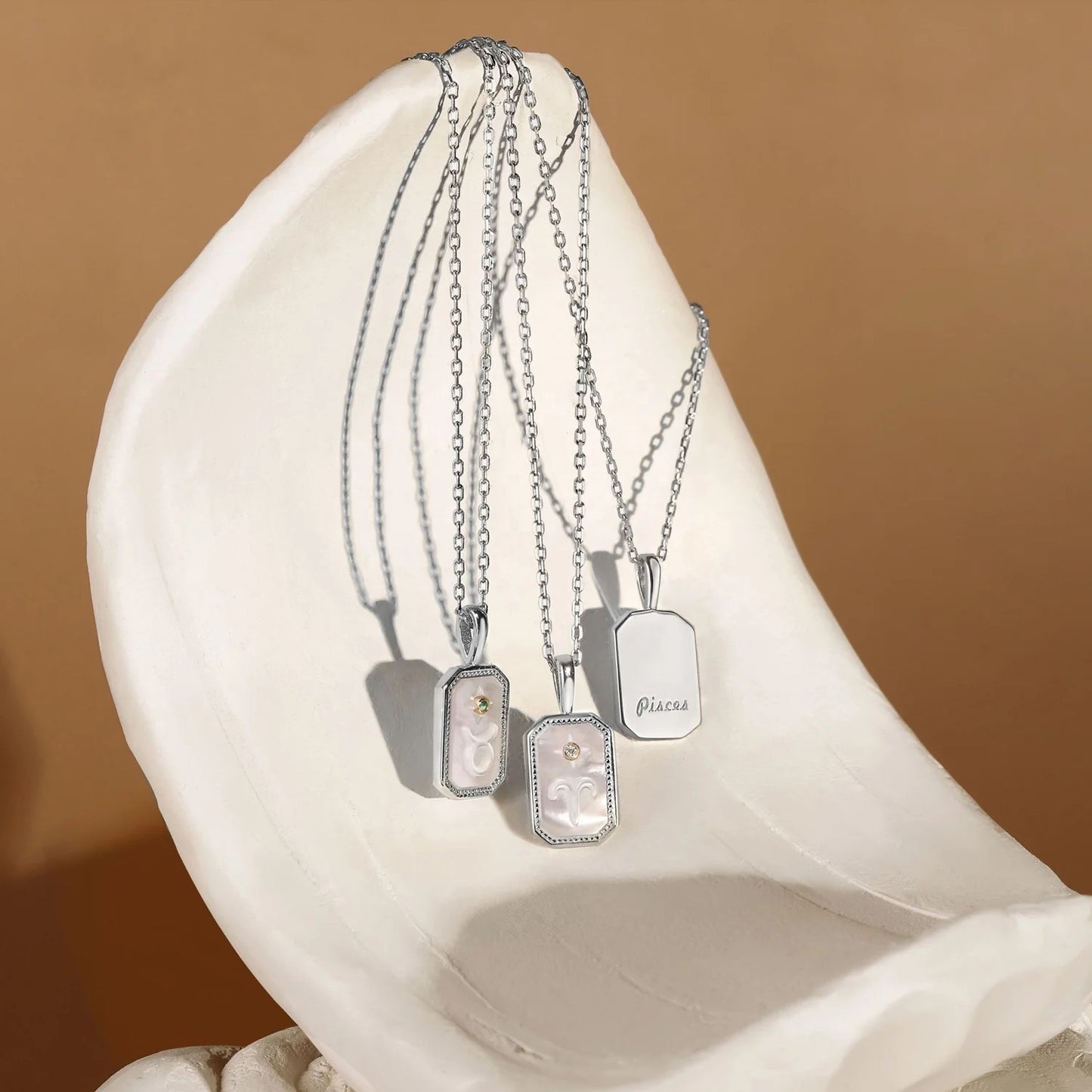 Star Sign Pendant in silver with Mother of Pearl