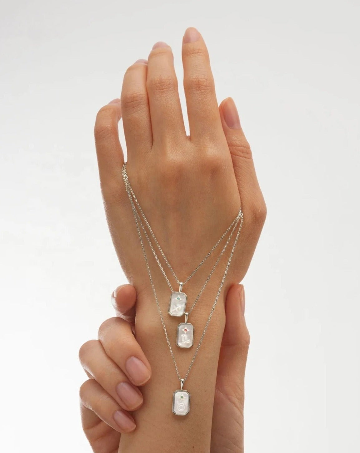 Star Sign Pendant in silver with Mother of Pearl