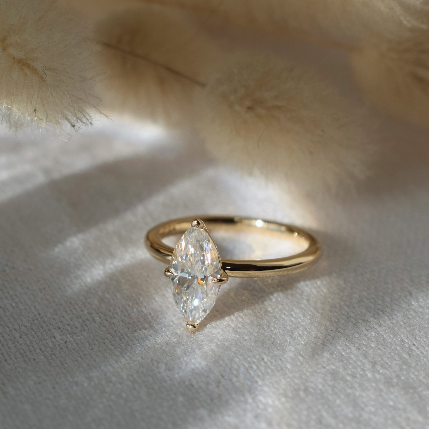 9ct gold Marquise Solitaire Ring from Theia Jewellery