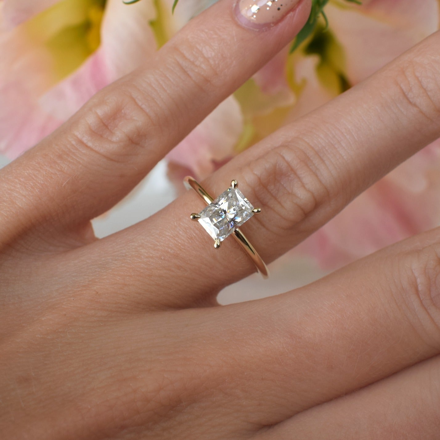Signature Skinny Radiant Solitaire Ring from Theia Jewellery