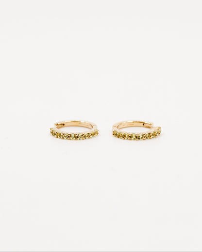 9kt gold Huggie Earrings with Peridot