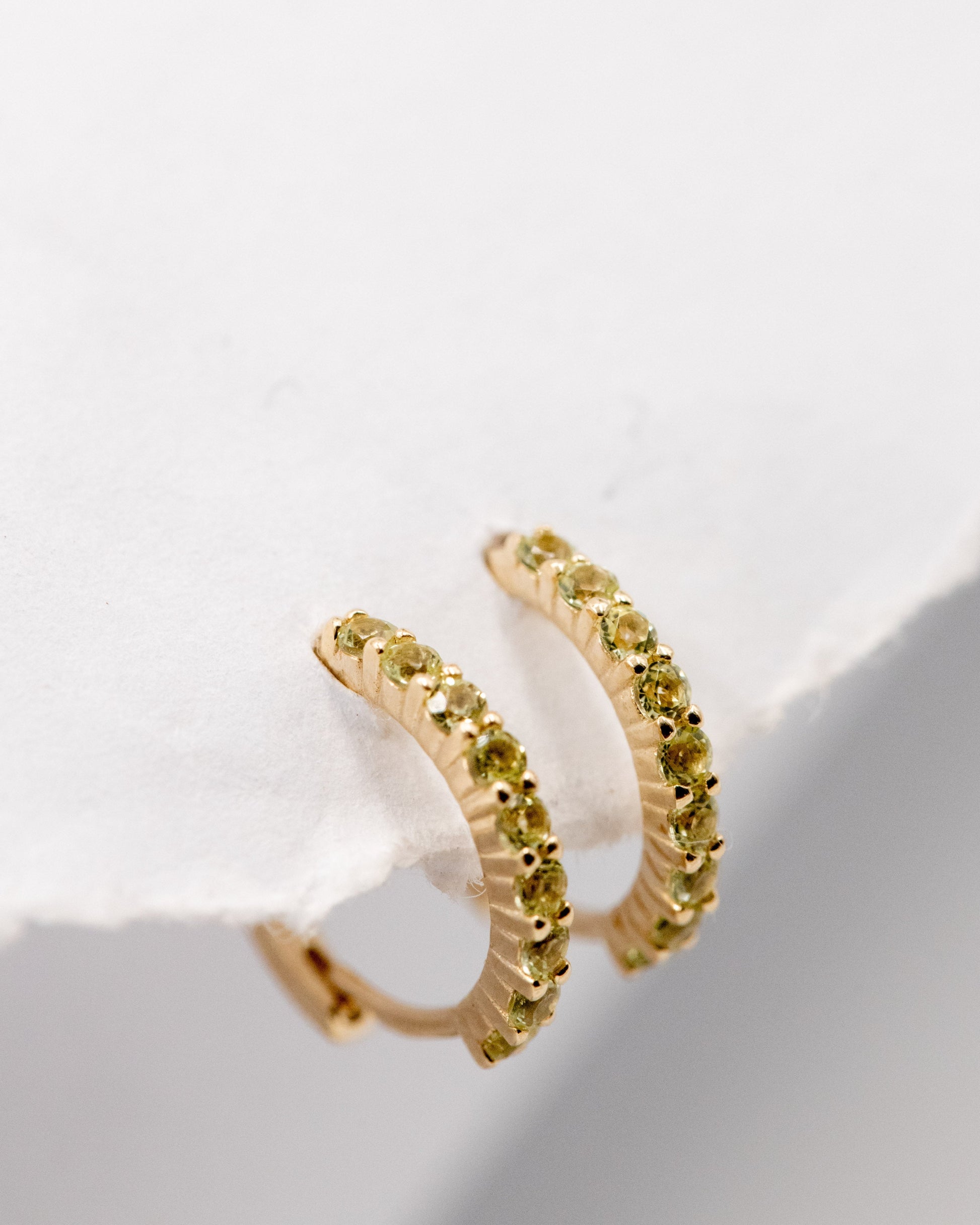 9kt gold Huggie Earrings with Peridot