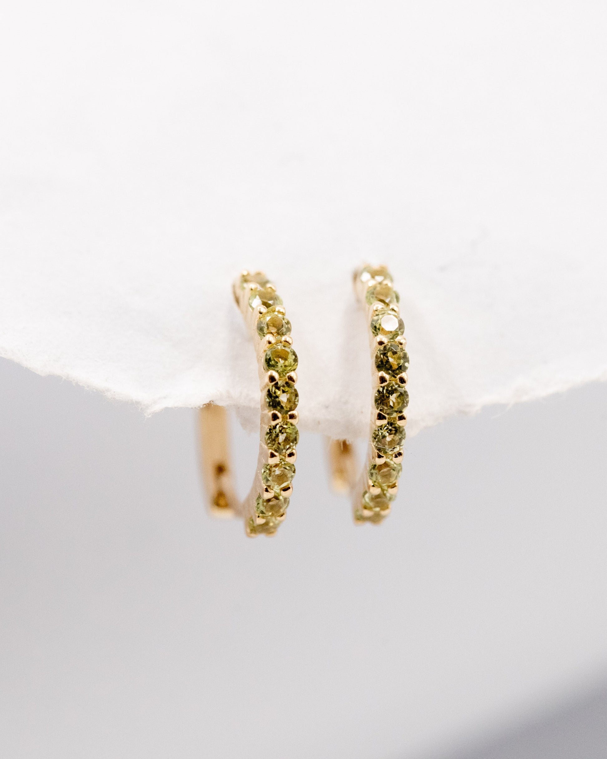 9kt gold Huggie Earrings with Peridot