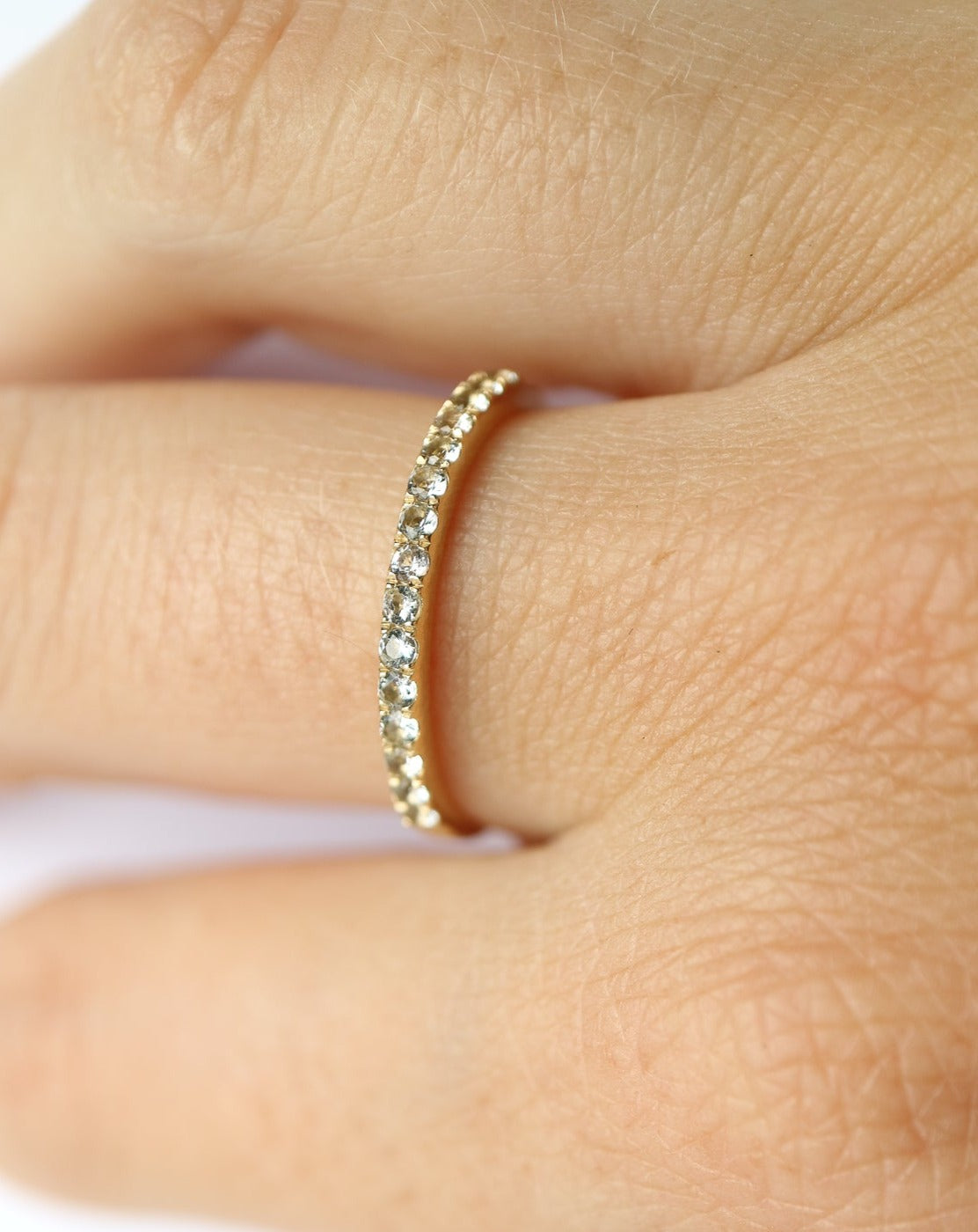 14kt gold Aquamarine half eternity ring from Collective & Co jewellery brand