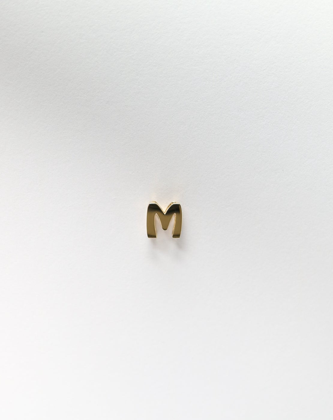 M initial charm letter pendant in 14kt gold