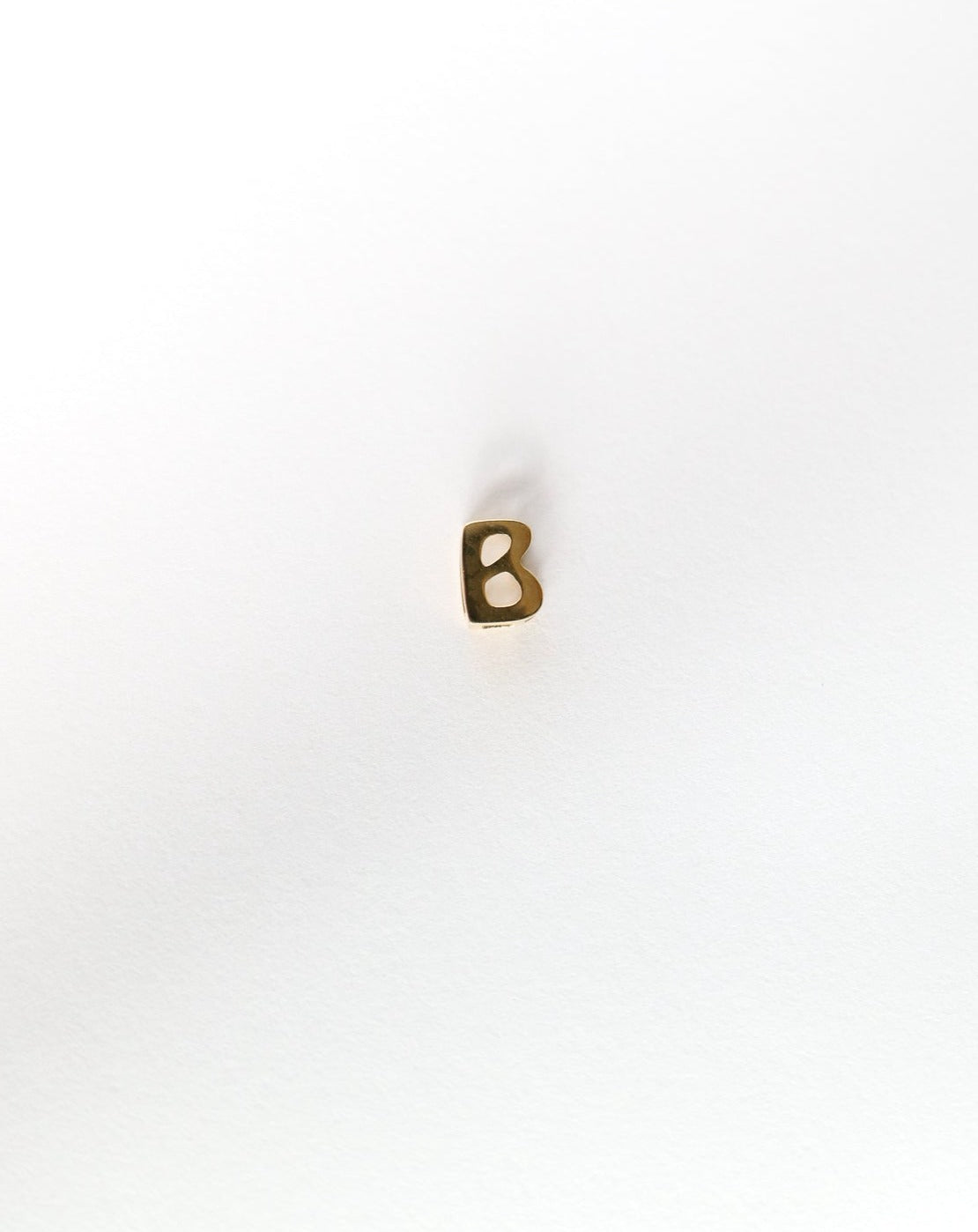 B initial charm letter pendant in 14kt gold