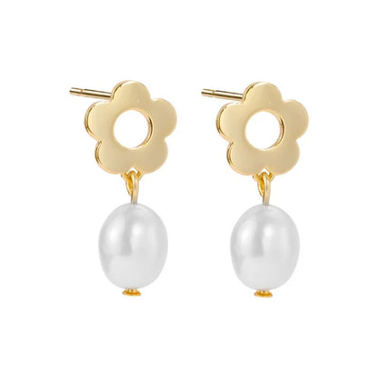 Daisy Pearl Drop Earrings from Kini Jewels