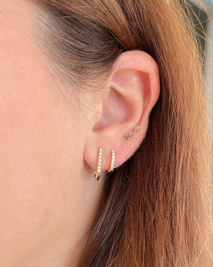 9ct gold Diamond Paperclip Huggies Earrings real gold
