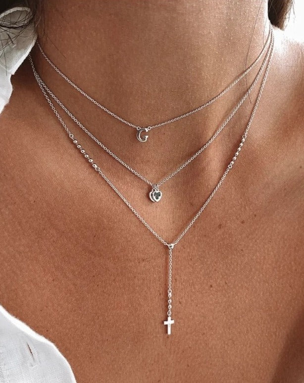 Crucifix Lariat Pendant in silver