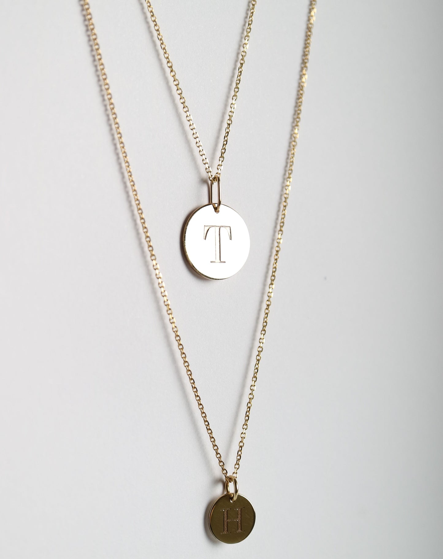 9ct gold Initial Pendant Discs