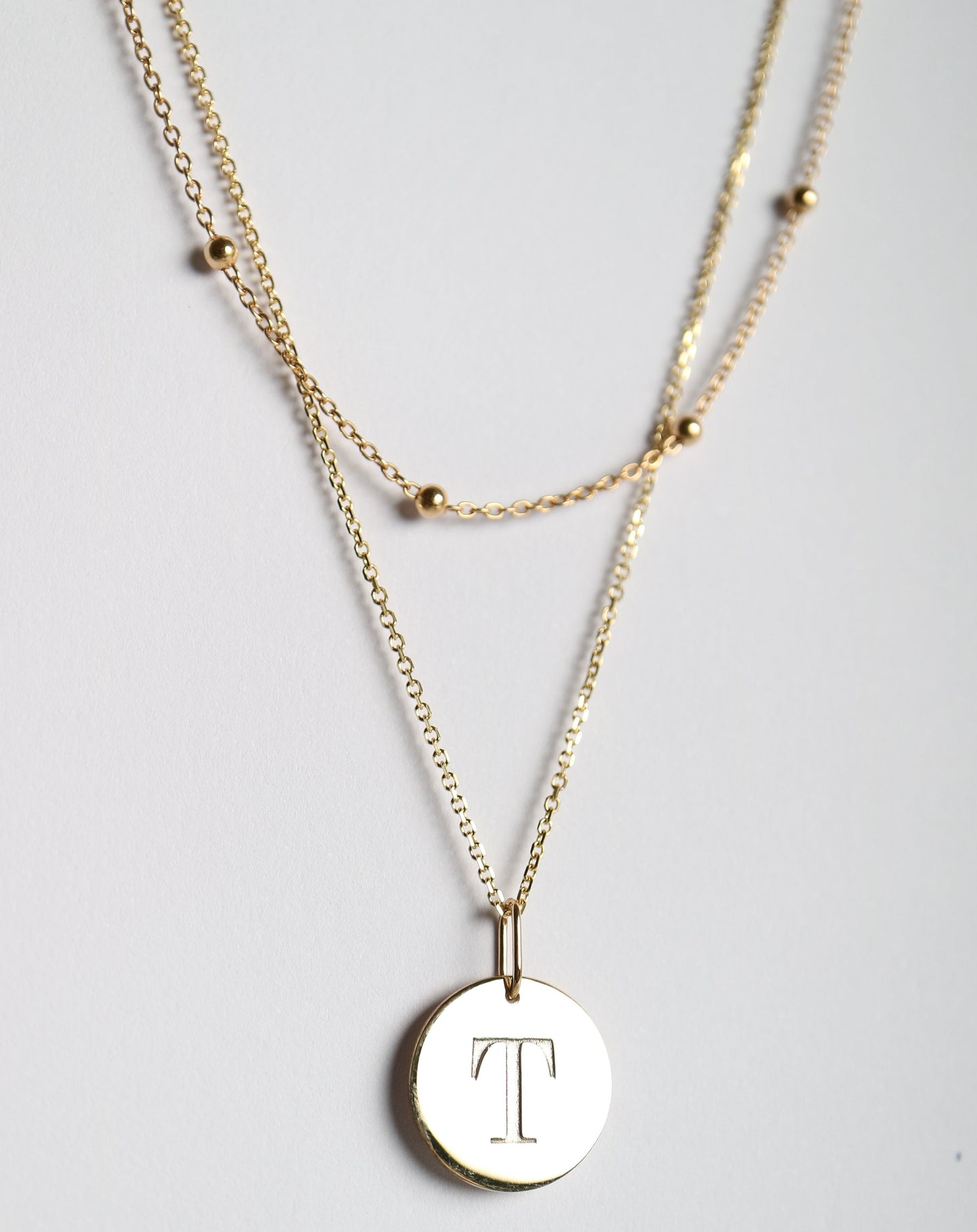 9ct gold Initial Pendant Disc