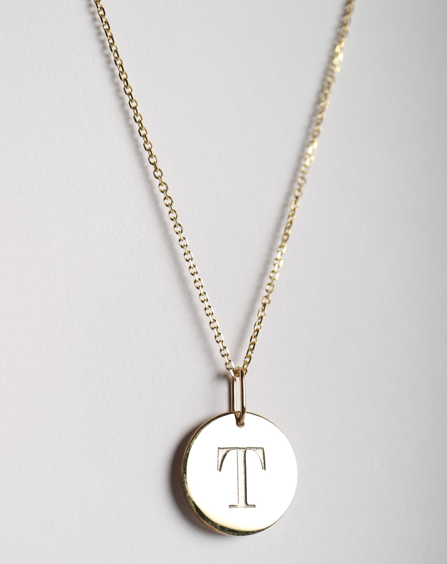 9ct gold Initial Pendant Disc