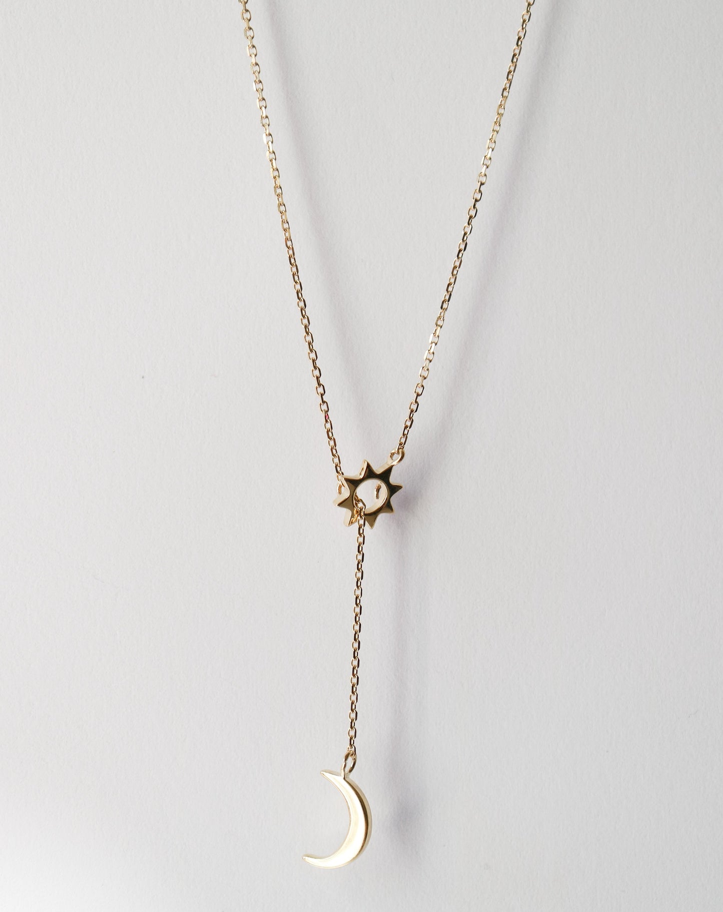 9ct gold Sun and Moon Lariat Necklace