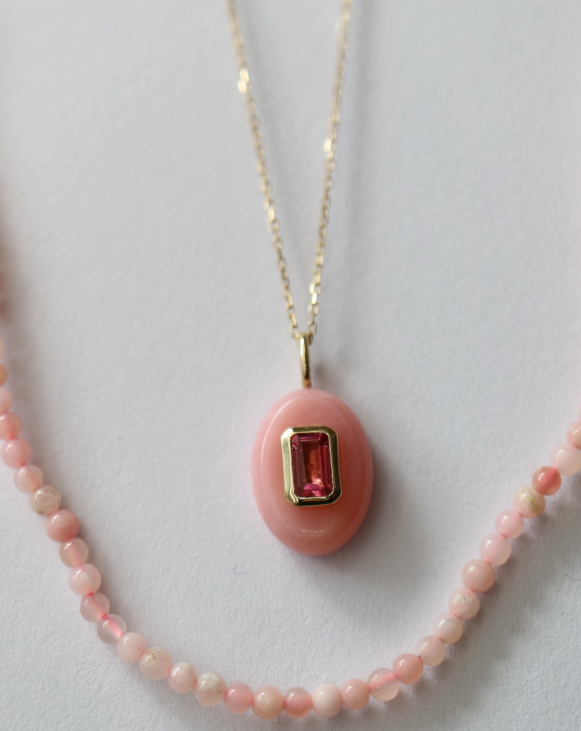 9ct gold and pink tourmaline pendant by Collective & Co.