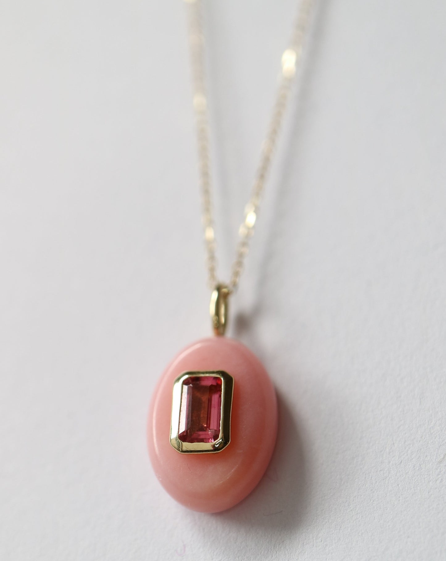 9ct gold and pink tourmaline pendant by Collective & Co.