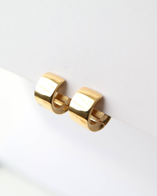 Gold earring on a white background