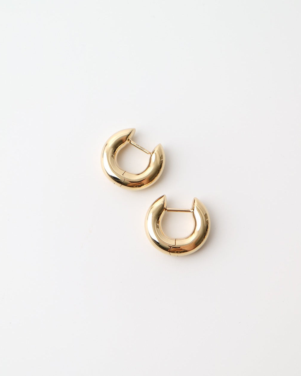 Pair of gold hoop earrings on a white background