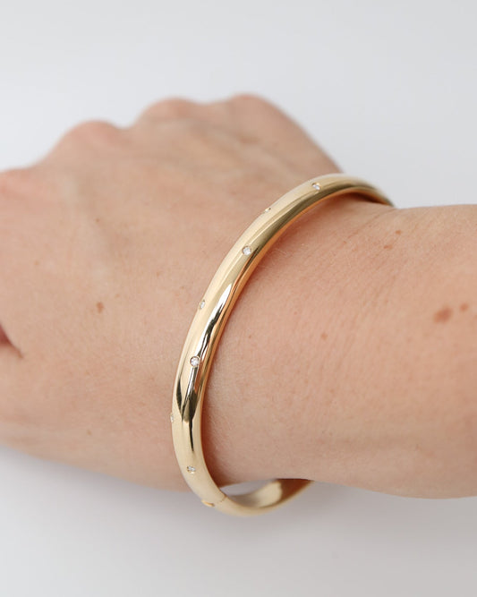 9ct Yellow Gold & Lab Diamond Sprinkle Bangle