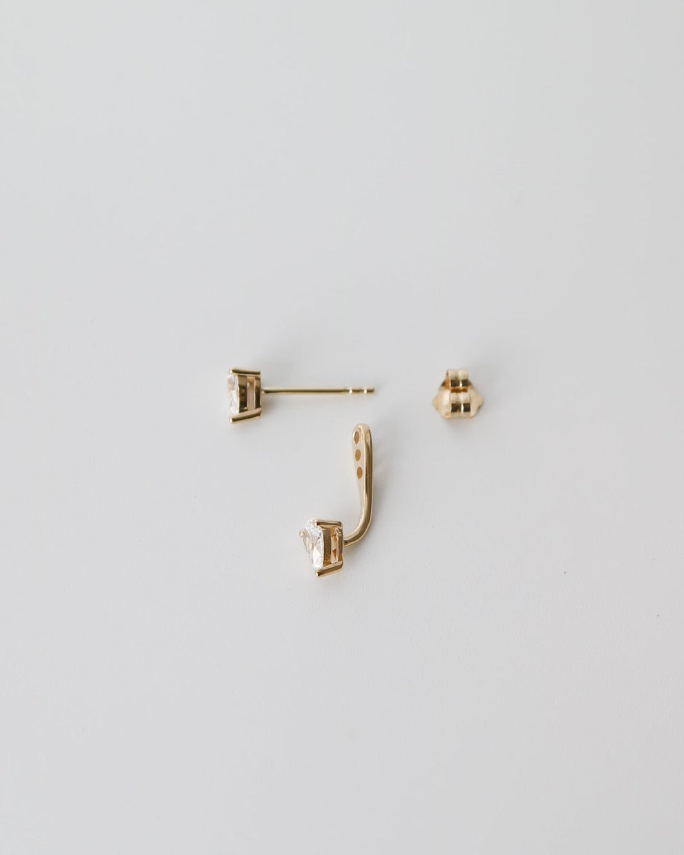 9kt gold lab diamond ear jackets shown from the side