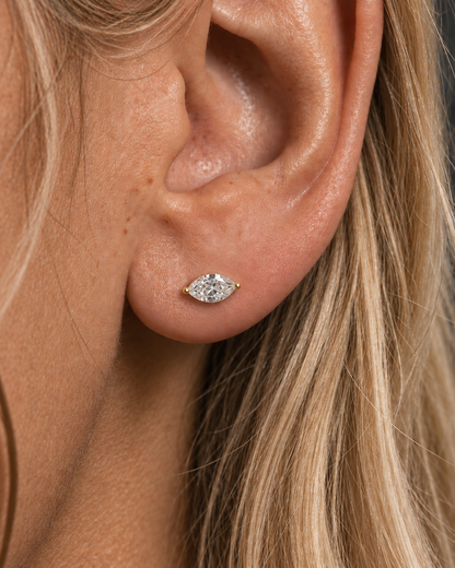 9ct gold Diamond Marquise Stud in ear