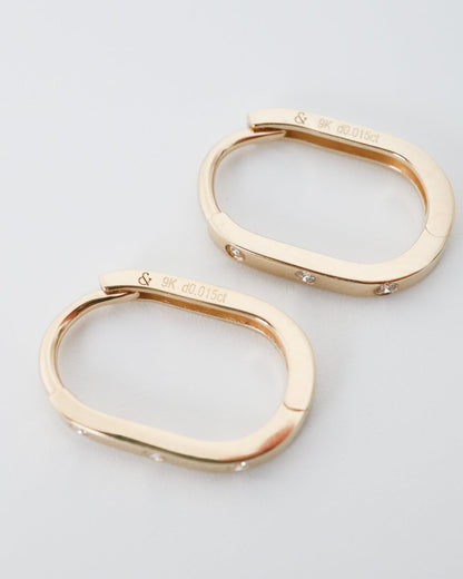 9ct gold and diamond huggie hoop earrings Collective & Co jewellery