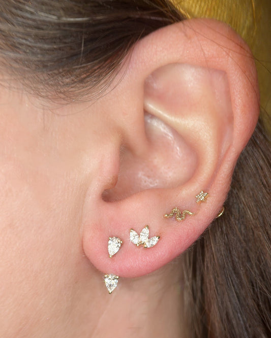 9ct gold and diamond studs stacked