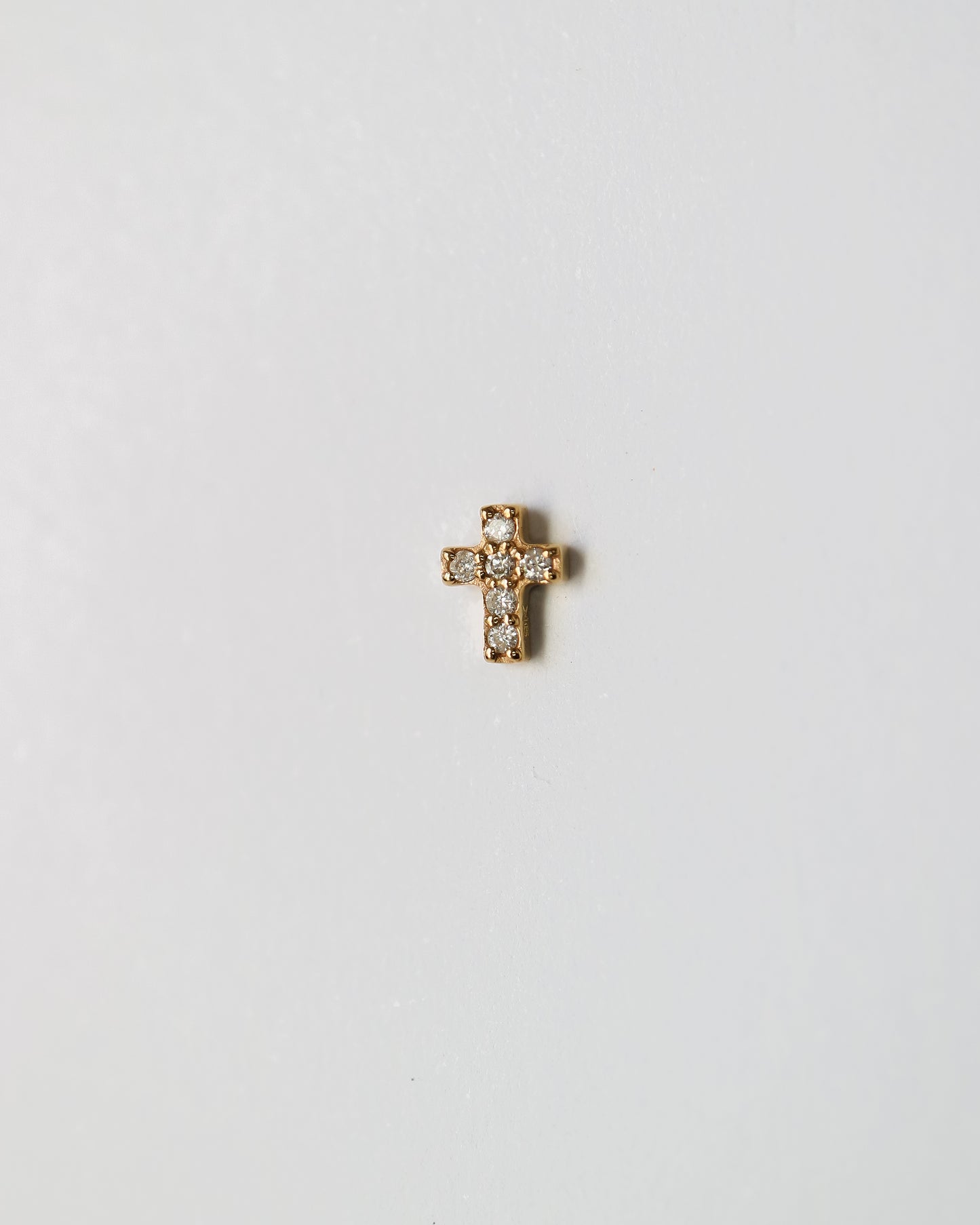 9ct gold and diamonds crucifix conch piercing stud