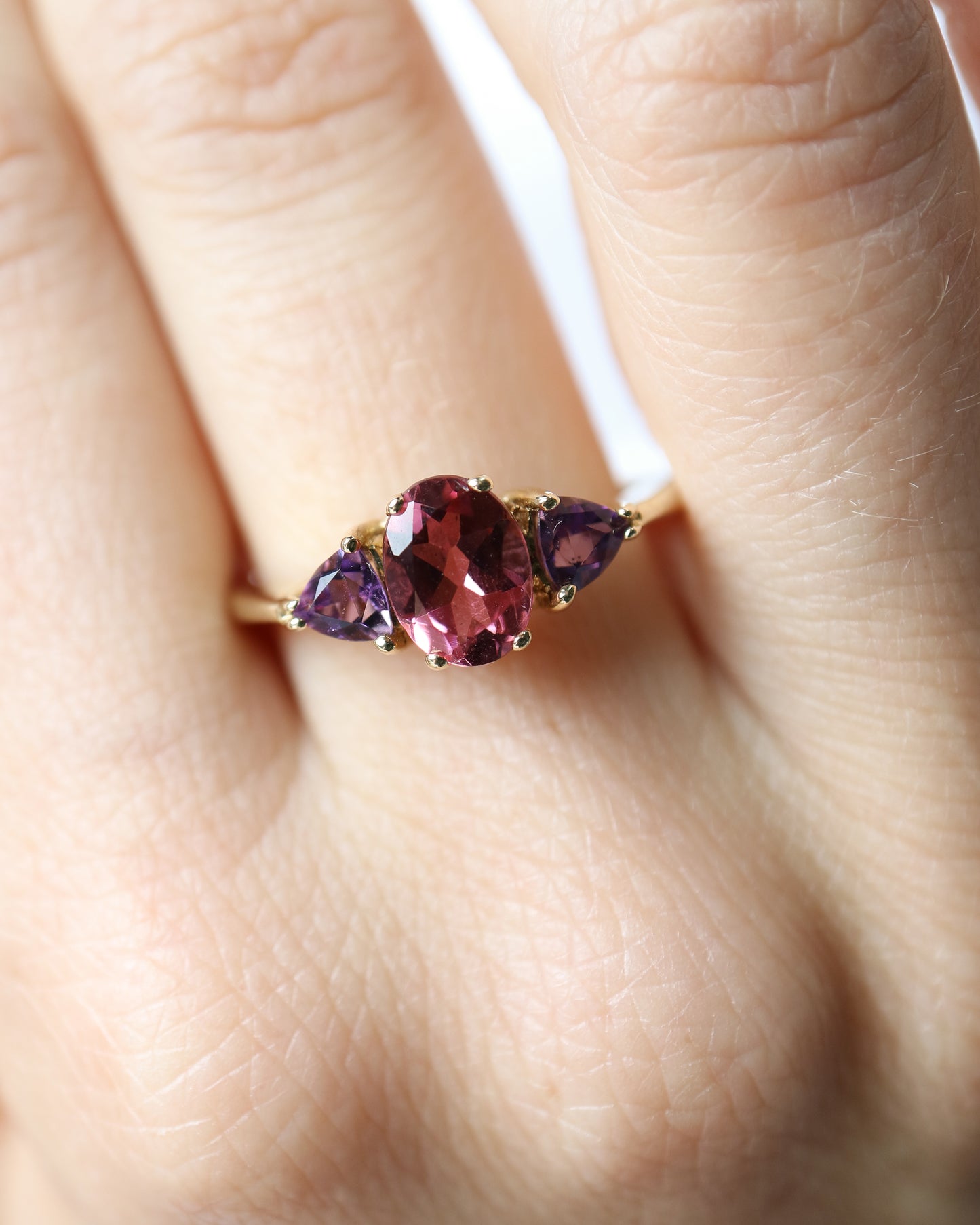9ct gold Pink Tourmaline and Amethyst Duchess Ring