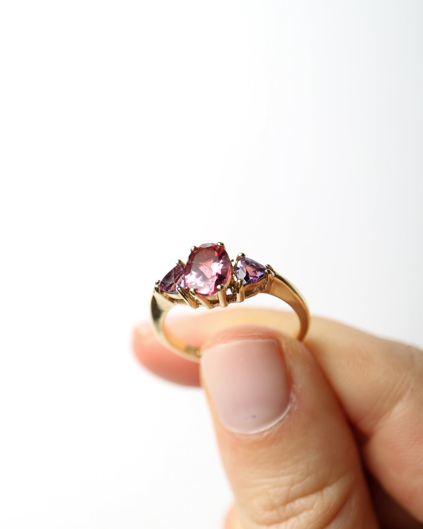 9ct gold Pink Tourmaline and Amethyst Duchess Ring