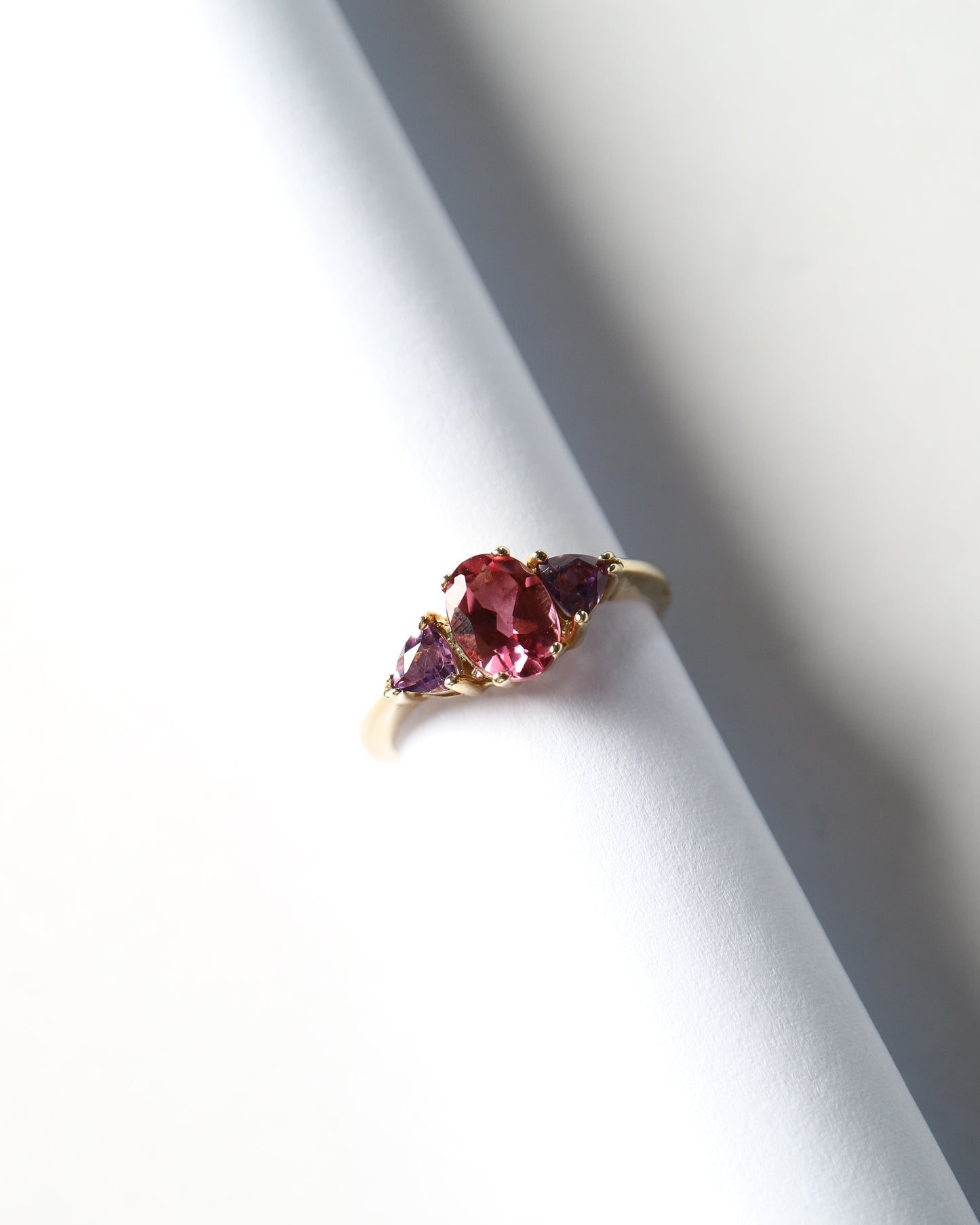 9ct gold Pink Tourmaline and Amethyst Duchess Ring