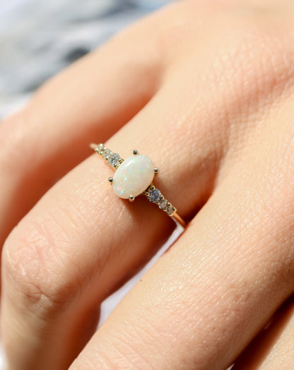 Opal and Diamond Ring in 9ct gold