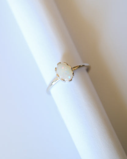 Opal and white gold ring