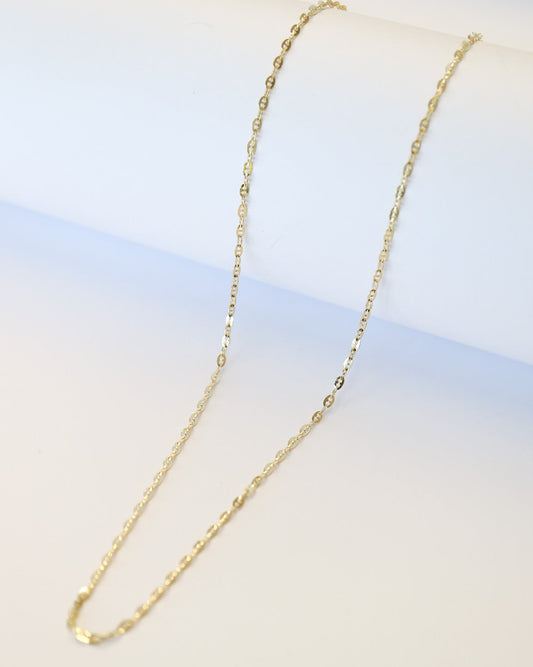 
9ct solid gold Mini Gucci Link Chain necklace on a white background, showcasing its delicate interlocking links and polished gold finish.