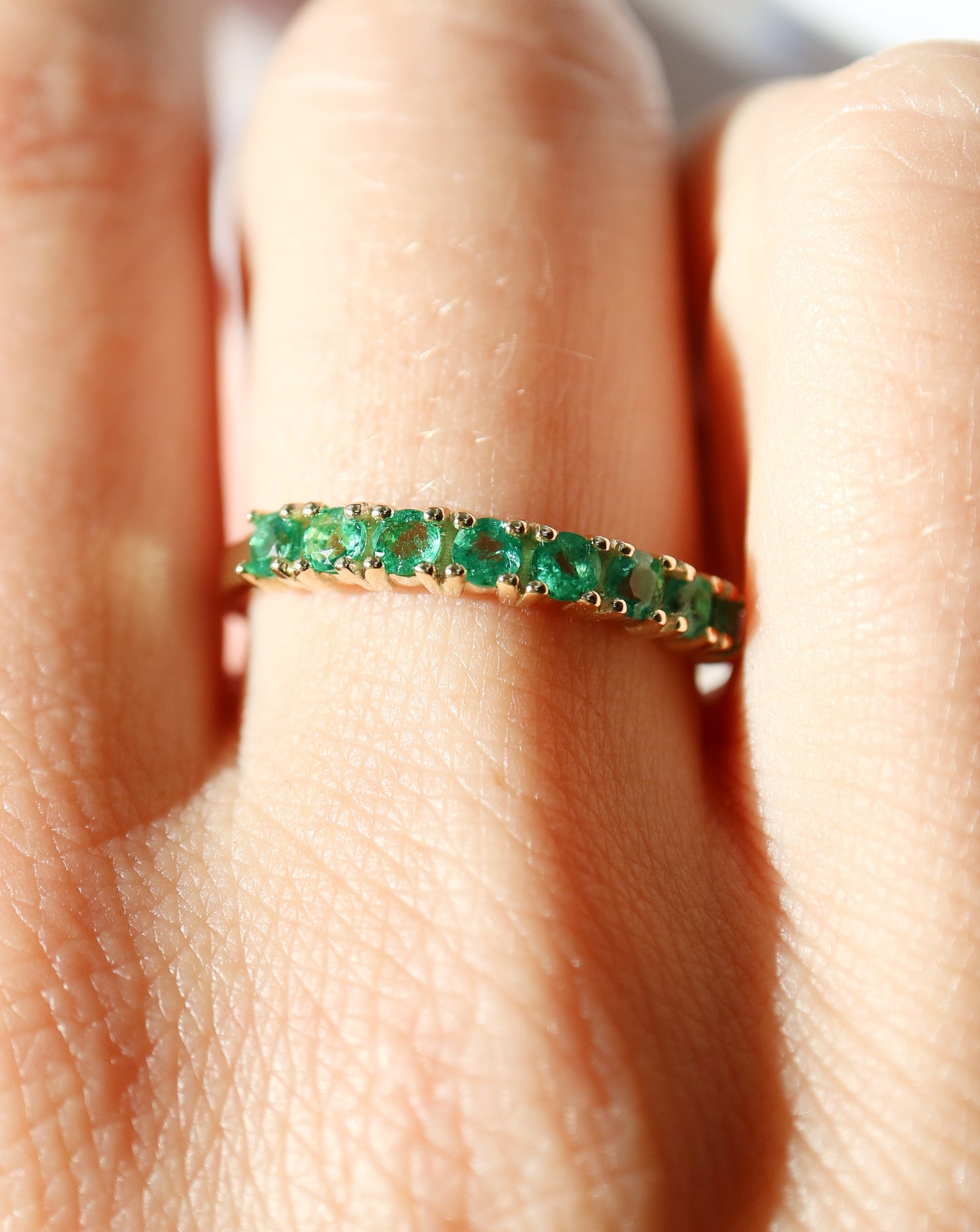 9ct gold Emerald Half Eternity Ring