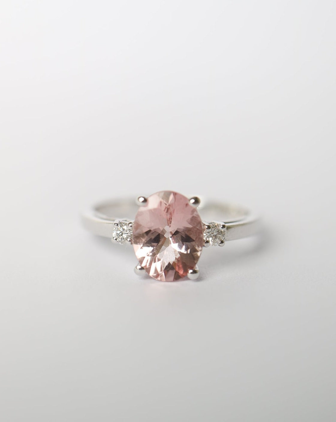 9kt white gold Oval Pink Morganite and Diamond Engagement Ring by Collective & Co Jewellery