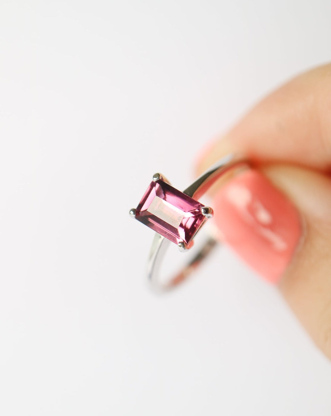9kt gold Pink Tourmaline Baguette Ring by Collective & Co Jewellery