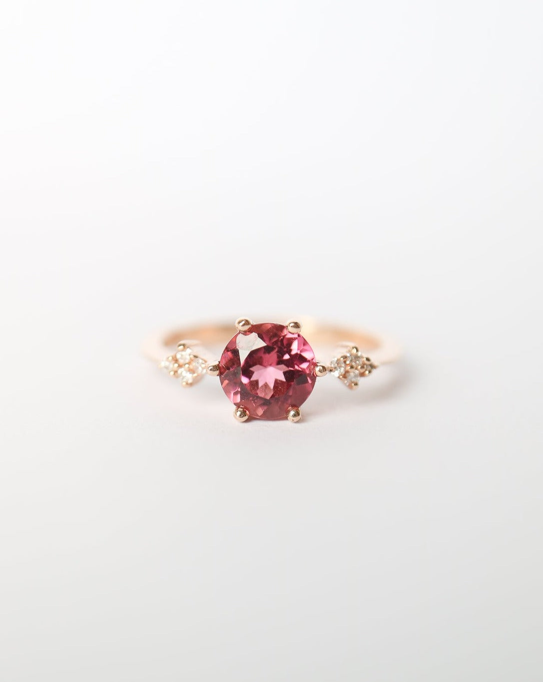 9kt rose gold engagement ring with pink tourmaline