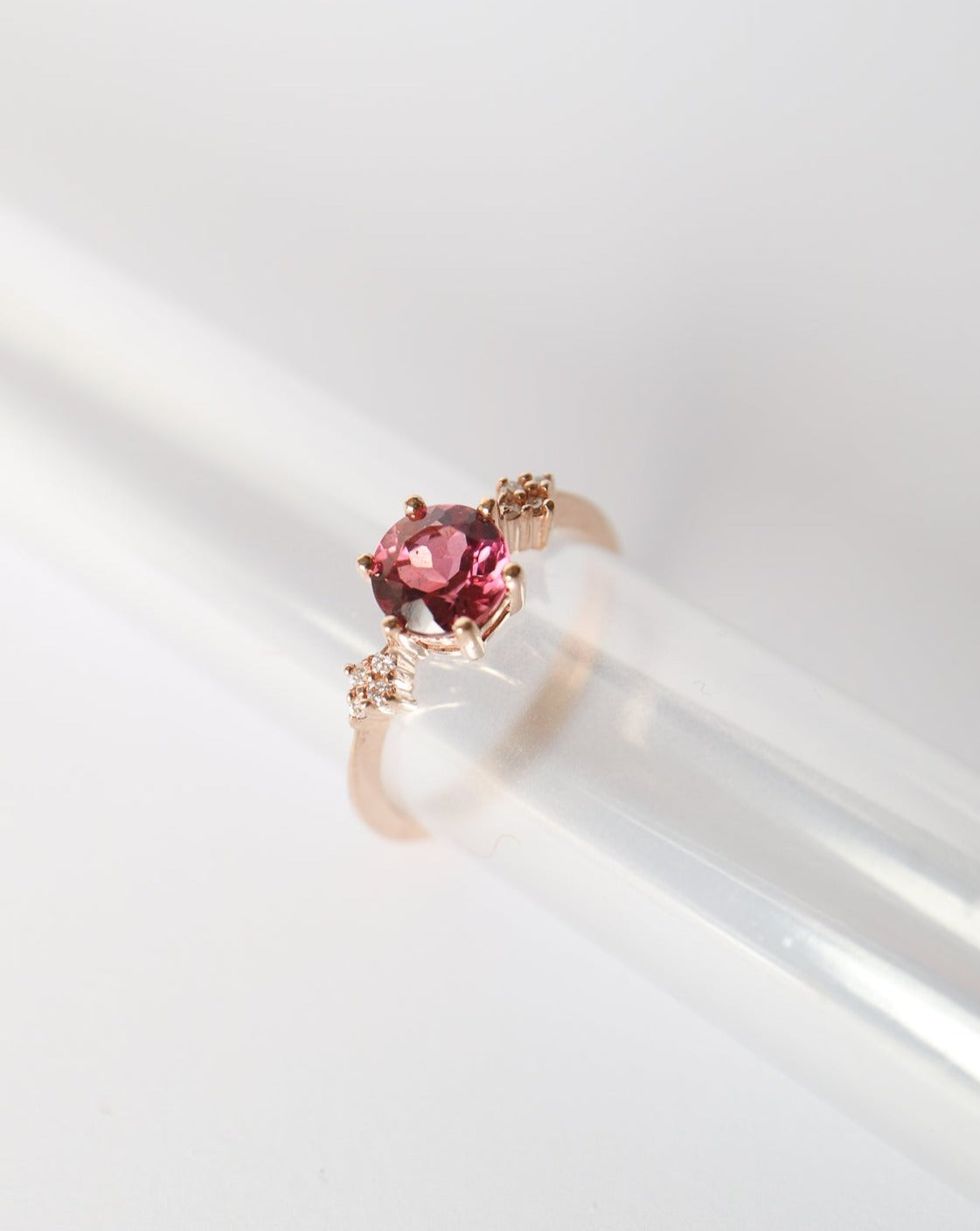 9kt rose gold engagement ring with pink tourmaline